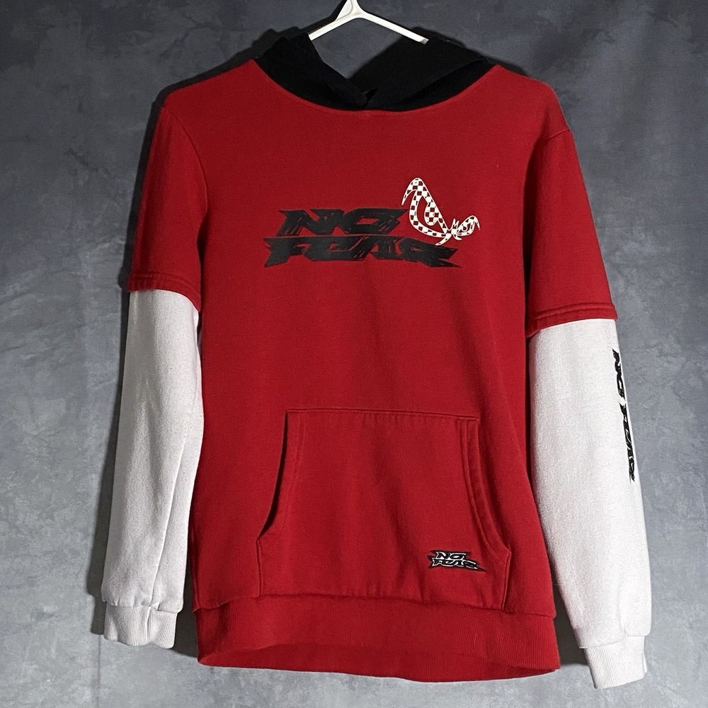 No Fear Logo Graphic Hoodie Youth 14 L Red Y2K Streetwear Skater